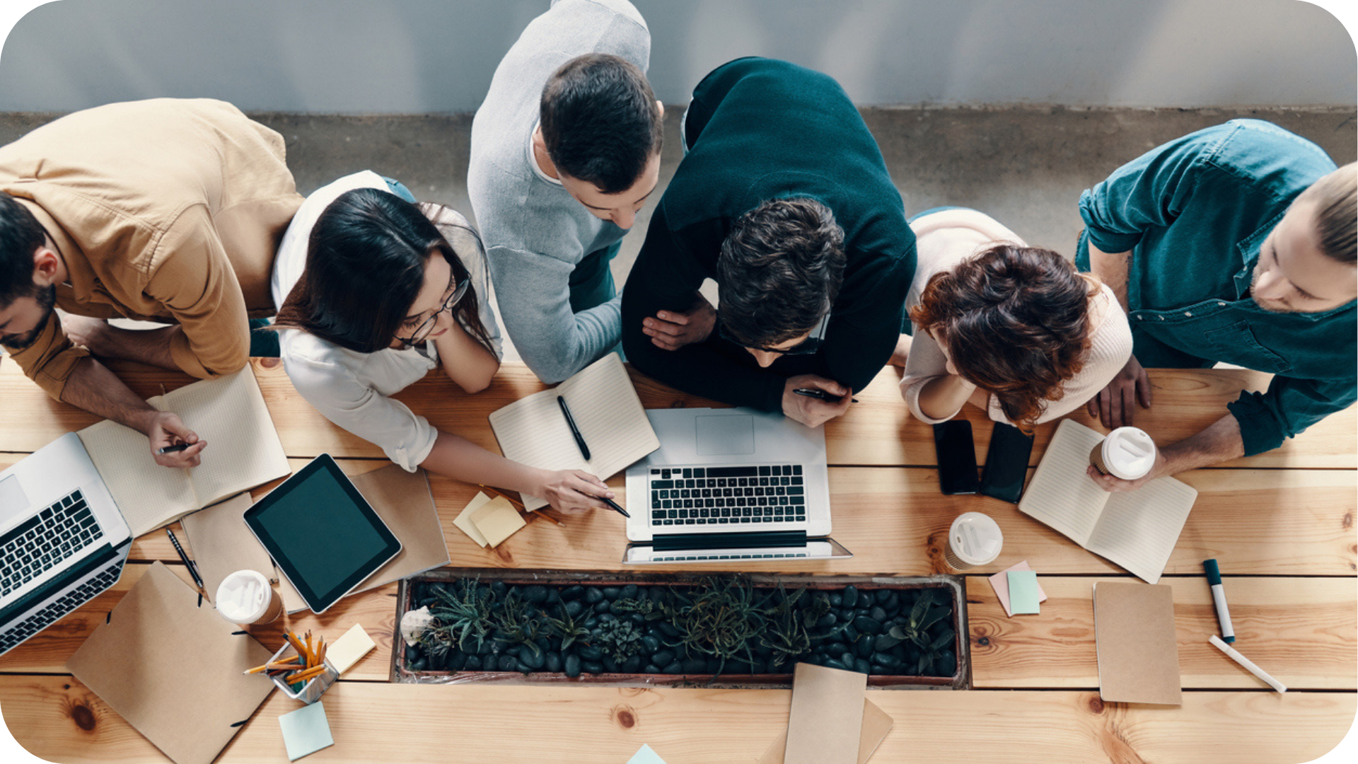A group of professionals working together