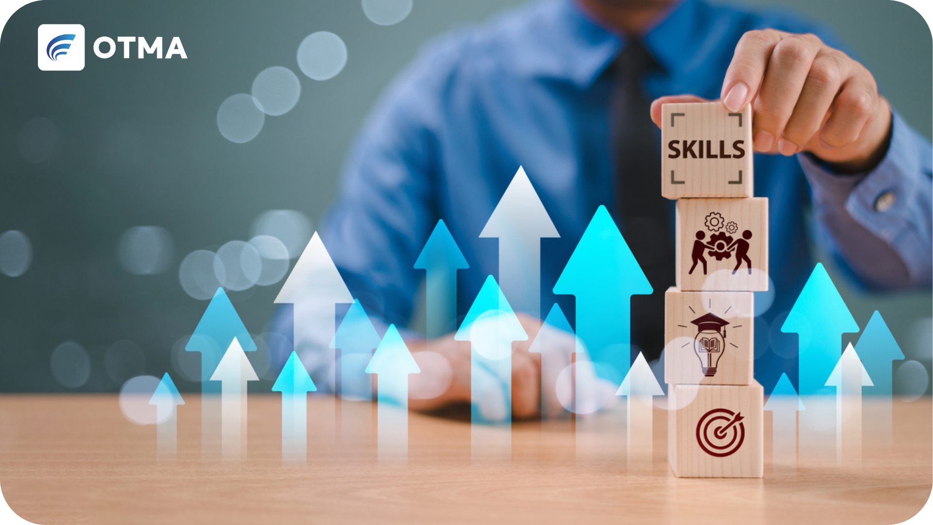 Upskilling with apprentices shown by building blocks
